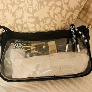 Shiraleah Spectator/Stadium Clear Crossbody Purse NWT 2 Straps Black Great Gift